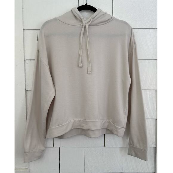 Quince Women's Large Supersoft Fleece Pullover Hoodie Off-White Comfy Sweatshirt - Picture 1 of 9